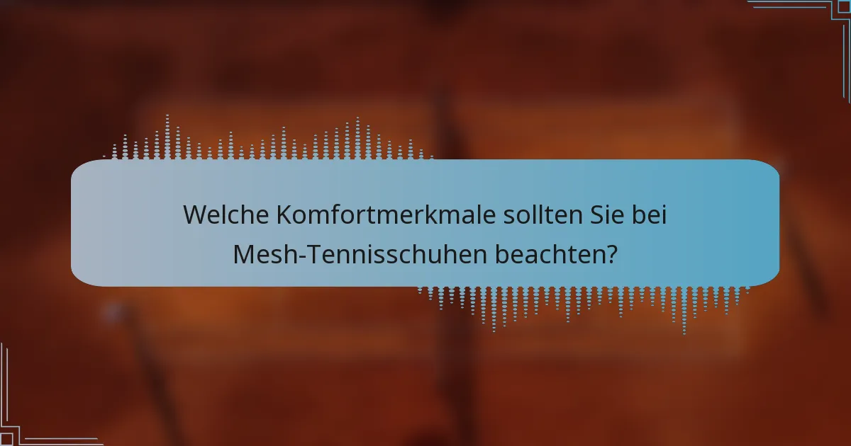 Welche Komfortmerkmale sollten Sie bei Mesh-Tennisschuhen beachten?